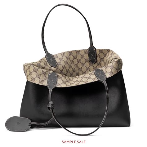 gucci canvas tote with leather handles|Gucci leather tote sale.